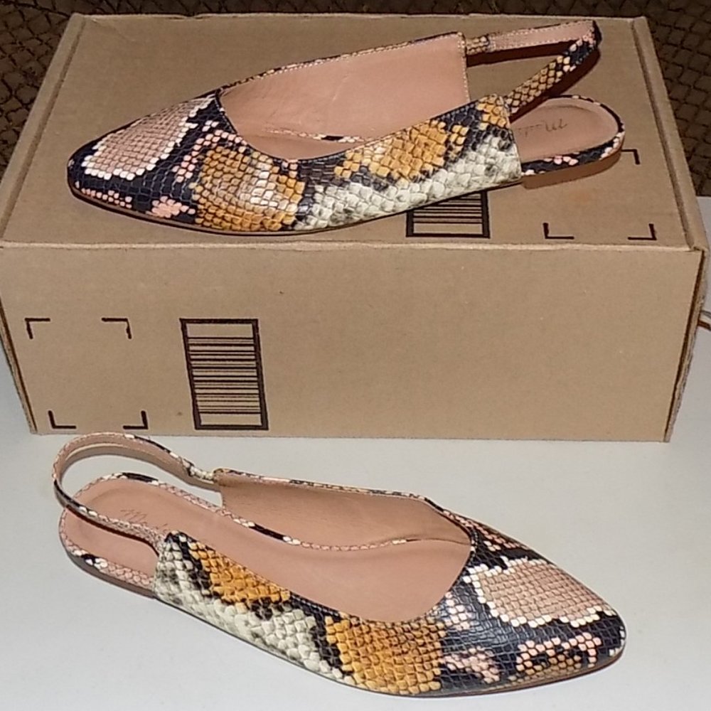 Madewell Margo Python leather slingbacks US 8.5